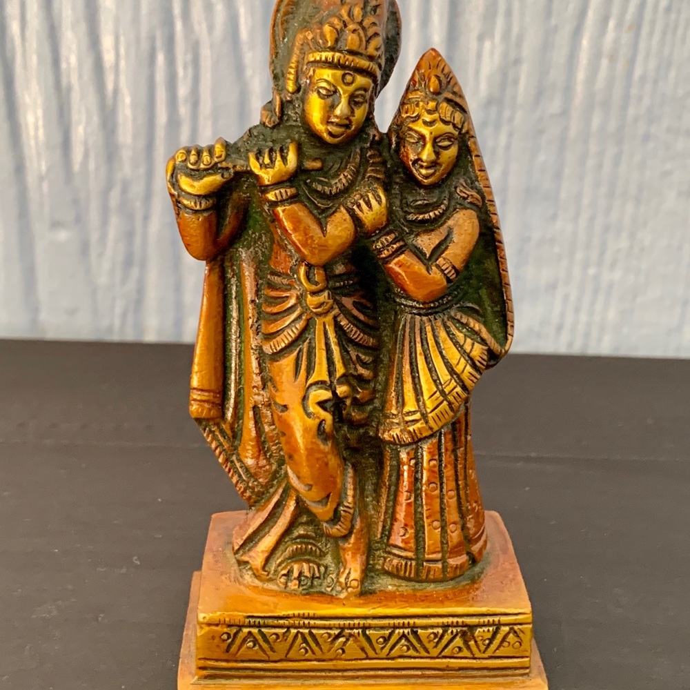Rhada-Krishna Brass Figurine Statue